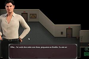 Brunette reporter’s fiancée strips on the field and has a wild sex in the bathroom in 3D cartoon game