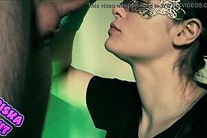 Masked hot girl feels overwhelmed getting cum in mouth