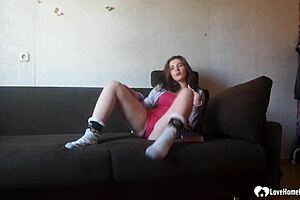 Spycam catches stepsister fingering her tight pussy