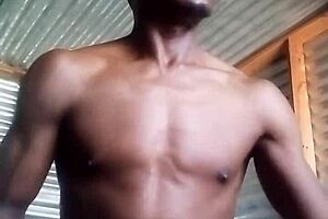 kneeling masturbating bbc with big balls, horny as hell