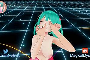Beautiful anime girl perform an intense blowjob