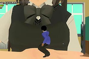 Nerd biggheaded nipples against giantess femdoma in face sitting game