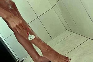 Bia enjoys sensual bath with complete depilation in european solo