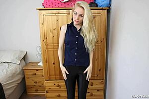 Hot Blonde Strips And Rips Clothes In Night Club