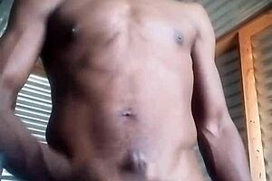 kneeling masturbating bbc with big balls, horny as hell