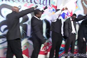 i feel overwhelmed sucking big black cocks in this intense blowbang session