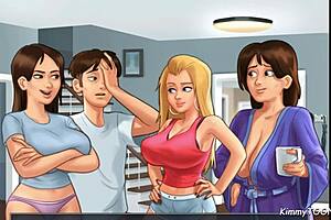 Summer adventure: Busty cheerleader friends neighbor spys on