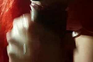 Ariel sucks and holds cum in mouth!