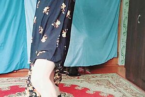 hot blonde gay twink in milf dress rides big ass bbw like a whore at home