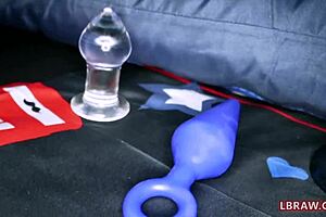 Ladyboy Belle enjoys ass play