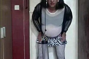 Sissy Crossdress Swallows His Own Piss In Homemade Fun