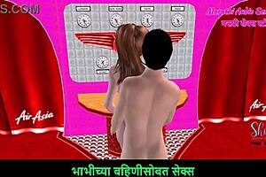 Animated 3d couple enjoys foreplay