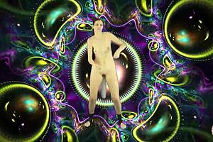 Asian Girl Dances Seductively To Music With Buttplug In Psychedelic Setting