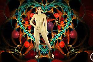 Asian Girl Dances Seductively To Music With Buttplug In Psychedelic Setting