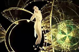 Asian Girl Dances Seductively To Music With Buttplug In Psychedelic Setting