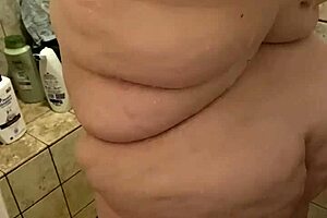 a bbw amateur washes her big ass in the shower