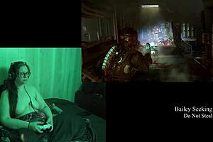 The brunette plays deadspace naked in part 9