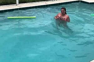 stunning latina maid la paisa cleans pool then sucks dick, neighbor shocked