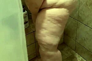 a bbw amateur washes her big ass in the shower