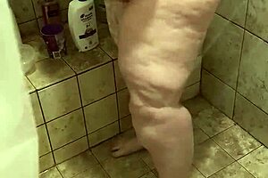 a bbw amateur washes her big ass in the shower