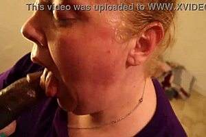 Chubby redhead sucks BBC and gets facial