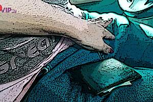Brief video on offer: Cartoonish adventure - Kristina Beeze hands over undergarments to an unknown person at a bakery