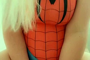 Blonde riding her dildo with shaved pussy