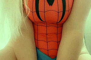 Blonde riding her dildo with shaved pussy