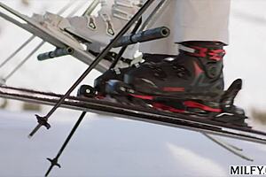 milfy ski instructor brandi shows young stud some new moves