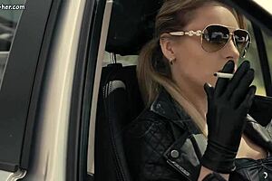 Leather-Clad Adventure in the Car