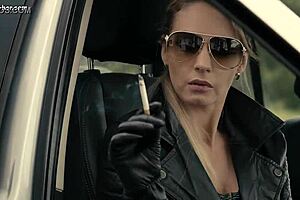 Leather-Clad Adventure in the Car