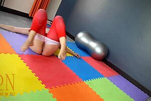 Regina Noir Practices Yoga In Transparent Leotard At Gym