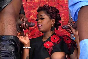 trio with big tits and monster cock fucking