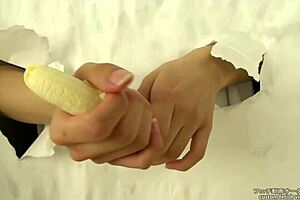 hand crush fetish banana crush with messy asian japanese action