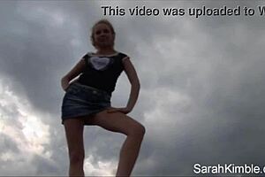 Sweet Sarah Kimble Shows Pussy Closeup At Beach