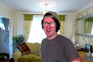 Leeds Geek Sprays Cum in First Time Blowjob Trick