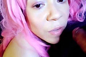 Intensely swallowing that monster cock with big tits bouncing.