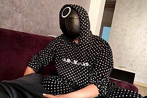 I helped a man to masturbate in the Squid game and caught his sperm on my breast