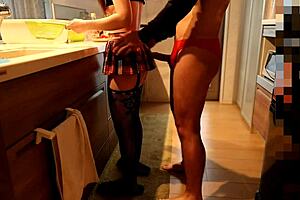 Why not try this homemade creampie with a shaved Asian MILF in the kitchen?