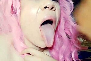 Intensely swallowing that monster cock with big tits bouncing.