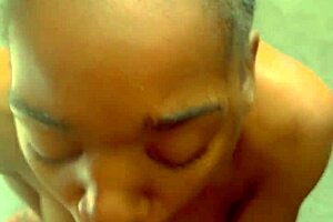 ebony teen sucks monster cock deep