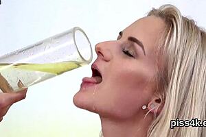 Erotic Lesbo Sweeties Drenched in Piss