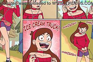 Blonde in anime threesome scene