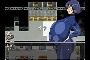 space zombie cums on her latex suit cameltoe in hentai game.