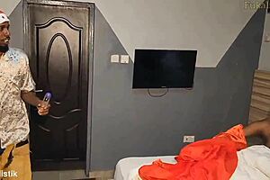 horny african mistress of benin emotionally fucks houseboy in doggystyle with big black cock