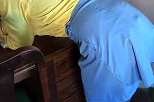 Ebony Teen Gets Nasty Creampie Under Desk In Study Room