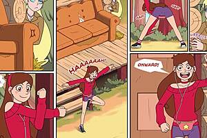 Blonde in anime threesome scene