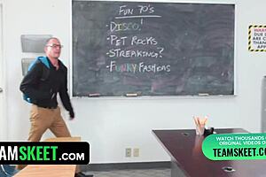 Lusty Teacher Feels Horny Student's Monster Cock in Classroom Doggystyle