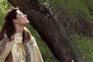 girl teases pussy outside in sexy woods setting