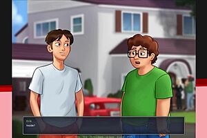 Blonde Babe with Big Ass Gets Blowjob and Facial in Summertime Saga!